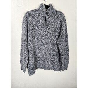 Blumarine Uomo Mens Sweater XXL Gray Marled Wool Quarter Zip Mock Neck Italy